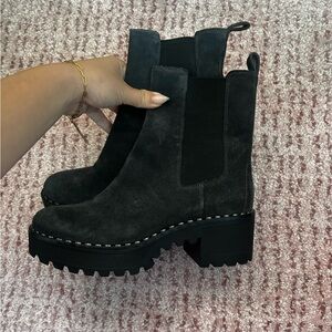 Vince Camuto Studded Suede Heeled Boots